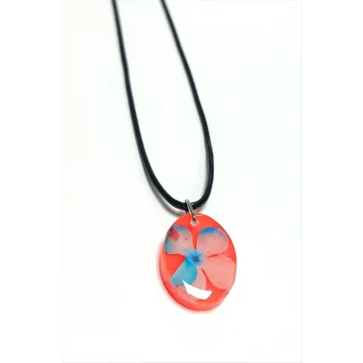  Kartopu Çiçeği Oval Epoksi Kolye