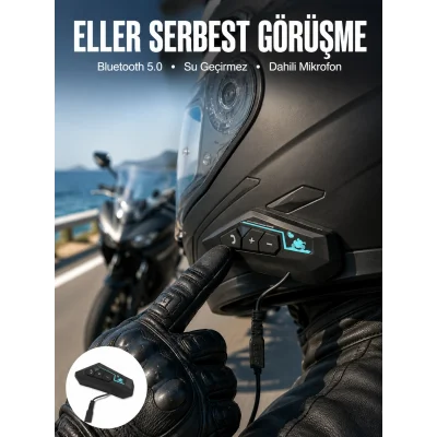 BUĞZ Kask Kulaklığı Motosiklet Intercom Interkom Dinleme Konuşma Özellikli Su Geçirmez