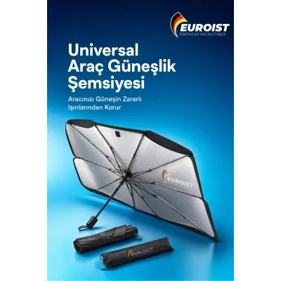 BUĞZ Katlanabilir Araba Ön Cam Güneşlik Şemsiye 140x79 cm UV Koruyucu Oto Gölgelik 1 Adet