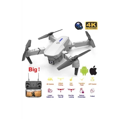 BUĞZ Katlanabilir Çift Kameralı Wifi Bağlantılı Drone, Uzaktan Kumanda ve Akıllı Telefon Kontrolü, Siyah