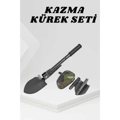 BUĞZ Katlanabilir Kamp Küreği Küçük Kazma Kürek Seti Pusulalı