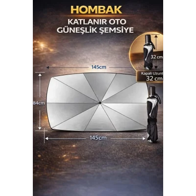 BUĞZ Katlanabilir Şemsiyeli Araç Ön Cam Güneşliği UV Korumalı Isı Yansıtıcı Tüm Araçlara Uygun