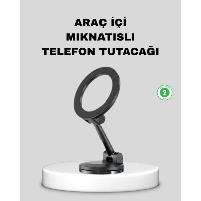 BUĞZ Katlanır Manyetik Araç İçi Telefon Tutucu – 360° Dönebilen, MagSafe Uyumlu, Güçlü Mıknatıslı Tasarım