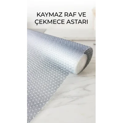 BUĞZ Kaydırmaz PVC Raf Örtüsü 45x300 cm Şeffaf Dolap İçi Koruyucu Kaplama