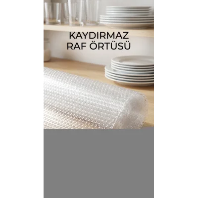 BUĞZ Kaydırmaz Şeffaf Pvc Raflık Çekmece Örtüsü 45x300 cm Dolap İçi Koruyucu