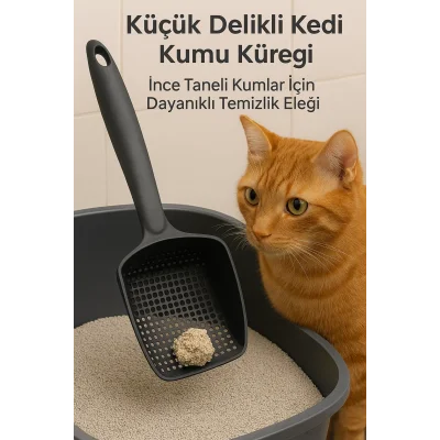 BUĞZ Kedi Kumu Eleği (Küçük Delikli) | İnce Taneli Kumlar İçin Özel Filtreleme | Hızlı, Kolay ve Hijyenik Temizlik Çözümü
