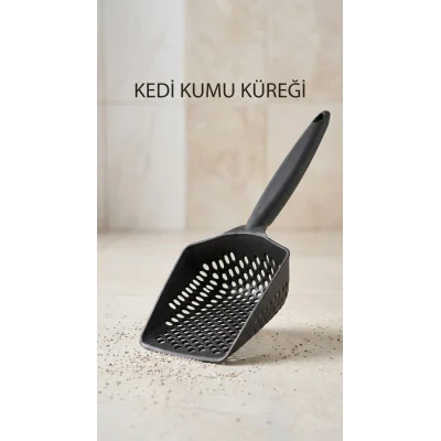 BUĞZ Kedi Kumu Eleme Küreği, Çift Taraflı Tasarımıyla Kum Dağılımını Kontrol Ederken Kullanıcıyı Yormaz