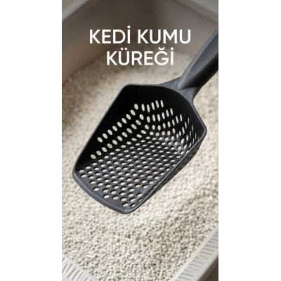 BUĞZ Kedi Kumu Eleme Küreği, İnce Taneli Kum Ayırıcı ve Temizlik Aracı