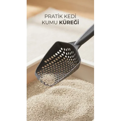 BUĞZ Kedi Kumu Eleme Küreği Paslanmaz Çelik Saplı ve Delikli Yapısıyla Temizlik İçin Uygun