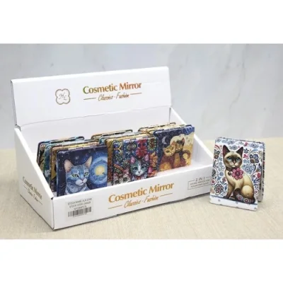  Kedi Taşlı El Aynası Dikdörtgen İnce