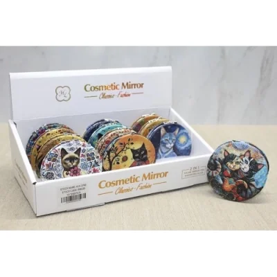  Kedi Taşlı El Aynası Yuvarlak İnce