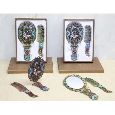 BUĞZ Kelebek Katlanabilir Ayna Ve Tarak Seti Büyük Boy