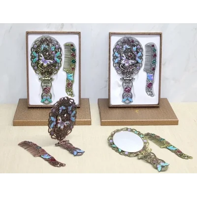 BUĞZ Kelebek Katlanabilir Ayna Ve Tarak Seti Büyük Boy Alk4981