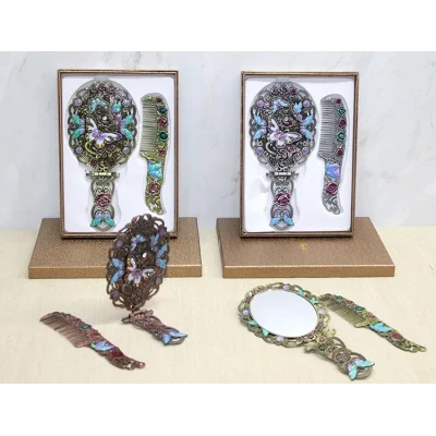 BUĞZ Kelebek Katlanabilir Ayna Ve Tarak Seti Büyük Boy Alk4981