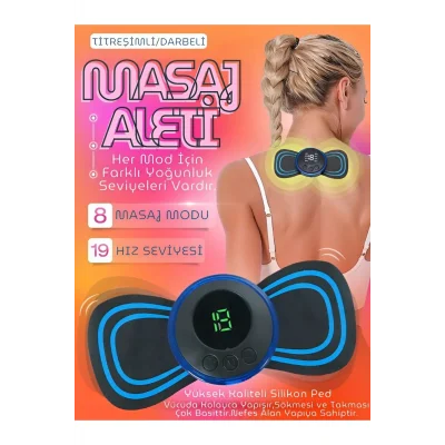 BUĞZ Kelebek Masaj Aleti Bel Sırt Bacak Kol Titreşimli Masaj Pedi Şarjlı 8 Modlu Vücut Tens Cihazı