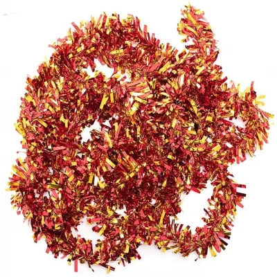 BUĞZ Kırmızı Altın Renk 4 Cm Genişlik Garland Çift Renk Sim Süs 180 Cm