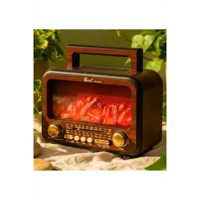 BUĞZ Kırmızı bluetoothlu şömine tipi nostaljik radyo FM radyo USB MP3 player şarjlı hoparlör