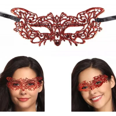BUĞZ Kırmızı Dantel Masquerade Maskesi 9 No