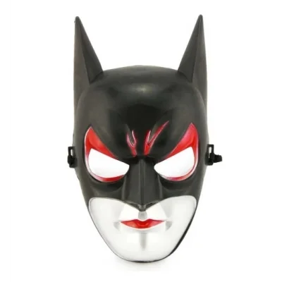 BUĞZ Kırmızı Gözlü Siyah Batman Maske - Lastikli Batgirl Maskesi 28x17 Cm