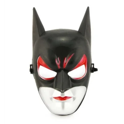  Kırmızı Gözlü Siyah Batman Maske - Lastikli Batgirl Maskesi 28x17 cm