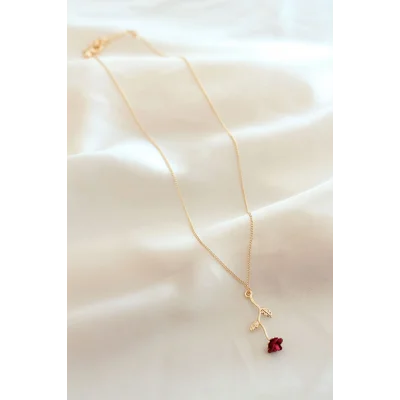 BUĞZ Kırmızı Gül Figürlü Kolye - Lisinya