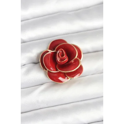 BUĞZ Kırmızı Gül Model Broş