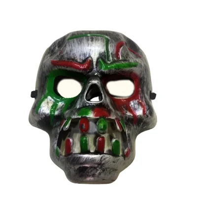  Kırmızı Kan Şeritli Dişli Dracula Kuru Kafa Maskesi Gri Renk