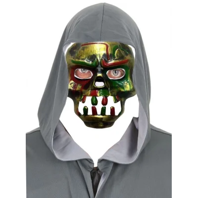  Kırmızı Kanlı Dişli Dracula Kafatası Maskesi Altın Renk