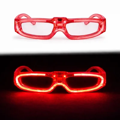 BUĞZ Kırmızı LED Işıklı Parti Gözlüğü 3 Modlu – Glow & Gece Eğlence Gözlüğü