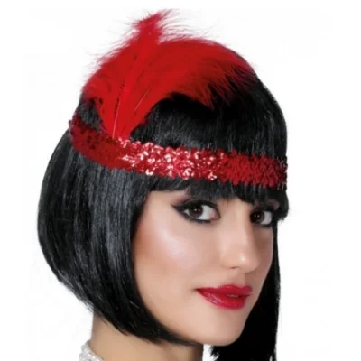  Kırmızı Renk Çarliston Saç Bandı