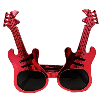 Kırmızı Renk Gitar Şekilli Parti Gözlüğü
