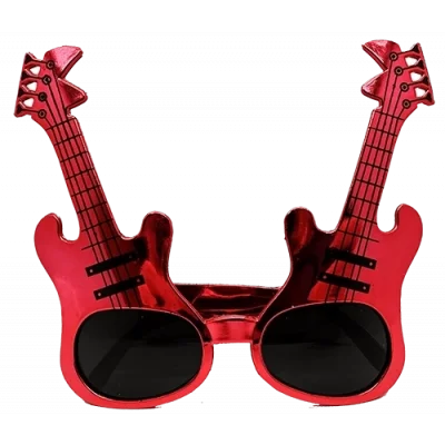 BUĞZ Kırmızı Renk Rockn Roll Gitar Şekilli Parti Gözlüğü 15x15 Cm