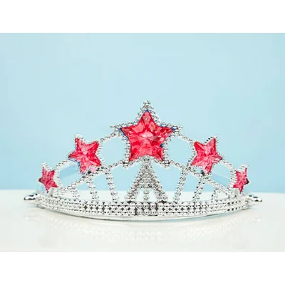 BUĞZ Kırmızı Yıldız Taşlı Plastik Elsa Tacı Çocuk Boy