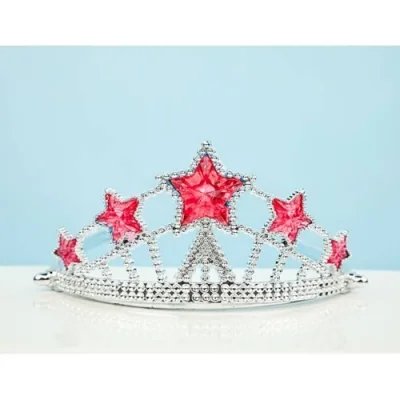  Kırmızı Yıldız Taşlı Plastik Elsa Tacı Çocuk Boy