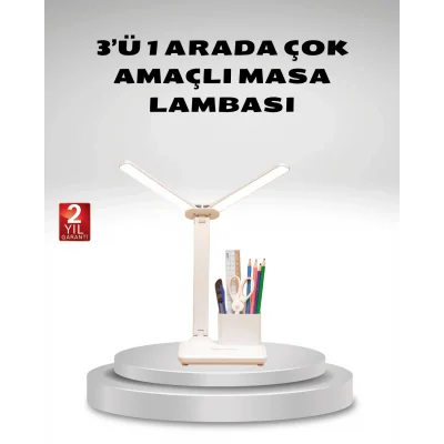 BUĞZ Kısılabilir LED Masa Lambası – Kalemlik ve Telefon Standlı, Göz Yormayan Işık