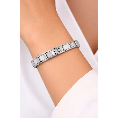 BUĞZ Kişiye Özel C Harfli Çelik Bileklik – Paslanmaz Çelik İtalyan Model Harfli Bilezik