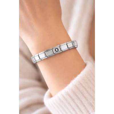 BUĞZ Kişiye Özel O Harfli Çelik Bileklik – İtalyan Charm Model, Ayarlanabilir Bilezik