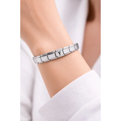 BUĞZ Kişiye Özel Y Harfli Çelik Bileklik – Paslanmaz Çelik Bileklik, Zarif Minimal Harf Bileklik