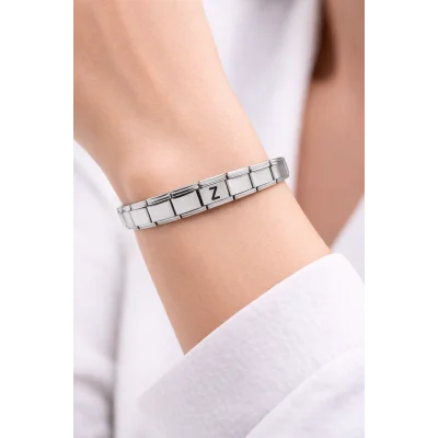 BUĞZ Kişiye Özel Z Harfli Çelik Bileklik – Paslanmaz Çelik Bileklik, Zarif Minimal Harf Bileklik