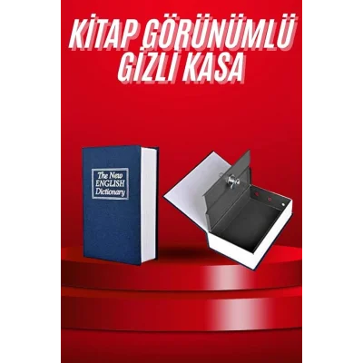 BUĞZ Kitap Görünümlü Gizli Kasa Büyük Boy Anahtarlı Kilitli Para Kasası - Lisinya