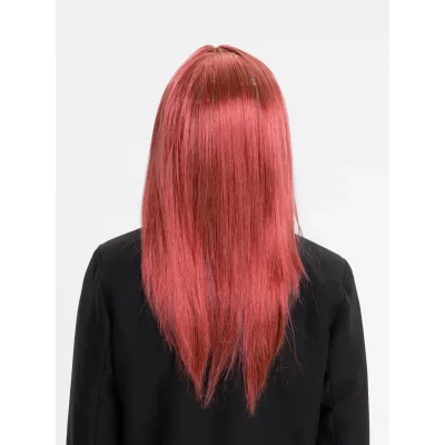 BUĞZ Kızıl Renk Düz Kesim Uzun Parti Peruğu Takma Saç - BUĞZ