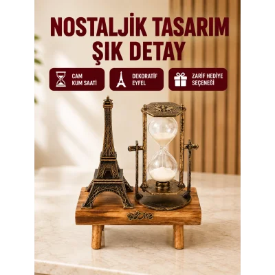 BUĞZ Klasik Tasarımlı Ahşap Kum Saati – Ev ve Ofis İçin Masaüstü Aksesuarı