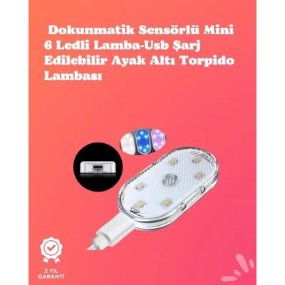  Kolay Montajlı, Çok Renkli USB Şarjlı Kablosuz Araç İçi Işık Seti