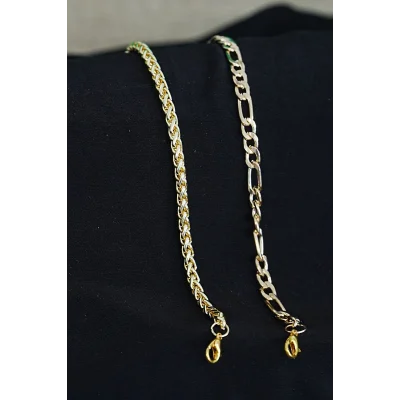 BUĞZ Kombin Bileklik Gold Renk Şavin ve Burgu Model