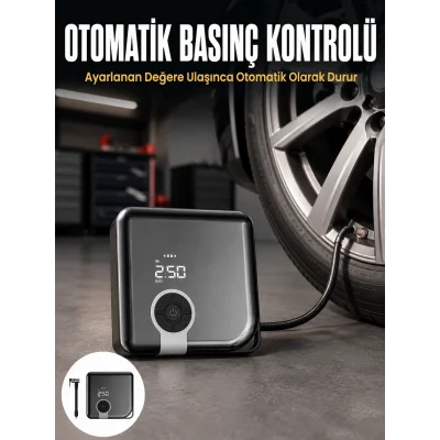 BUĞZ Kompakt Tasarımlı LED Işıklı Taşınabilir Hava Kompresörü Yeni Nesil