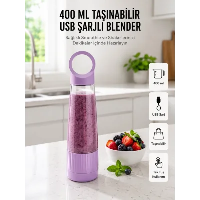 BUĞZ Kompakt Tasarımlı USB Şarjlı Smoothie Blender