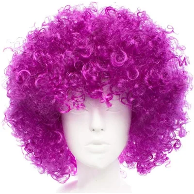 BUĞZ Koyu Mor Renk Violet Afro Bonus Saç Peruk Bx40
