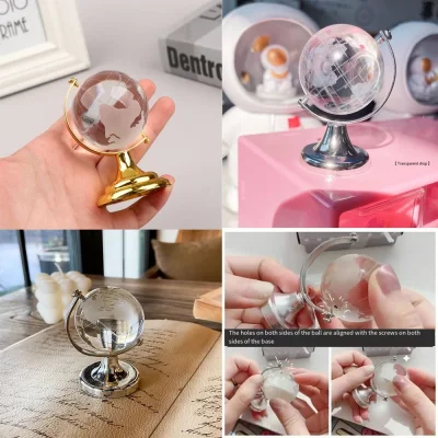 BUĞZ Kristal Büyük Boy Cam Dünya Küresi