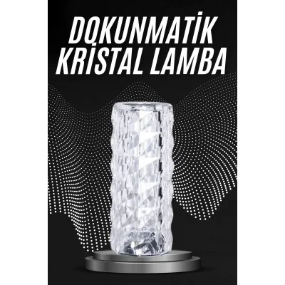 BUĞZ Kristal Lamba Masa Lambası Şarjlı Masa Lambası Dokunmatik Sensör Usb Şarjlı
