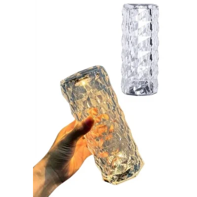BUĞZ Kristal Lamba Masa Lambası Şarjlı Masa Lambası Dokunmatik Sensör Usb Şarjlı